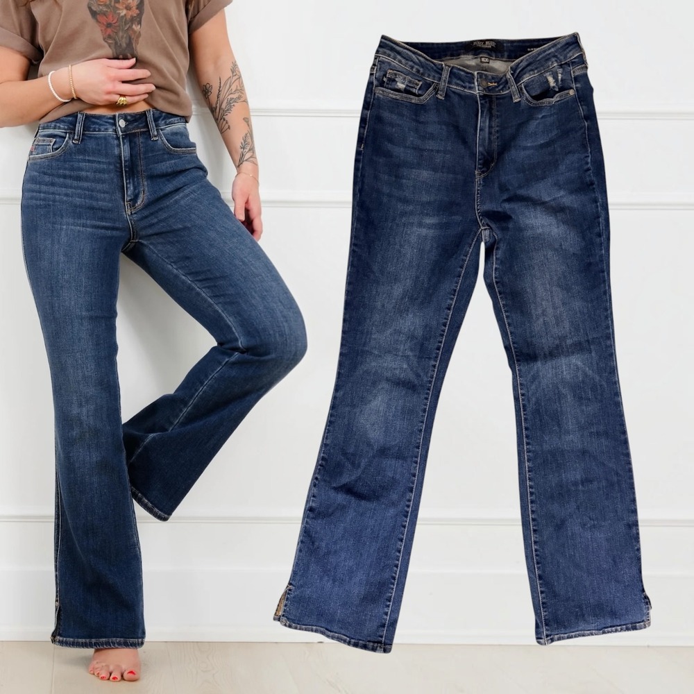 Judy Blue Jeans High Waist Split Hem Dark Wash 11/30